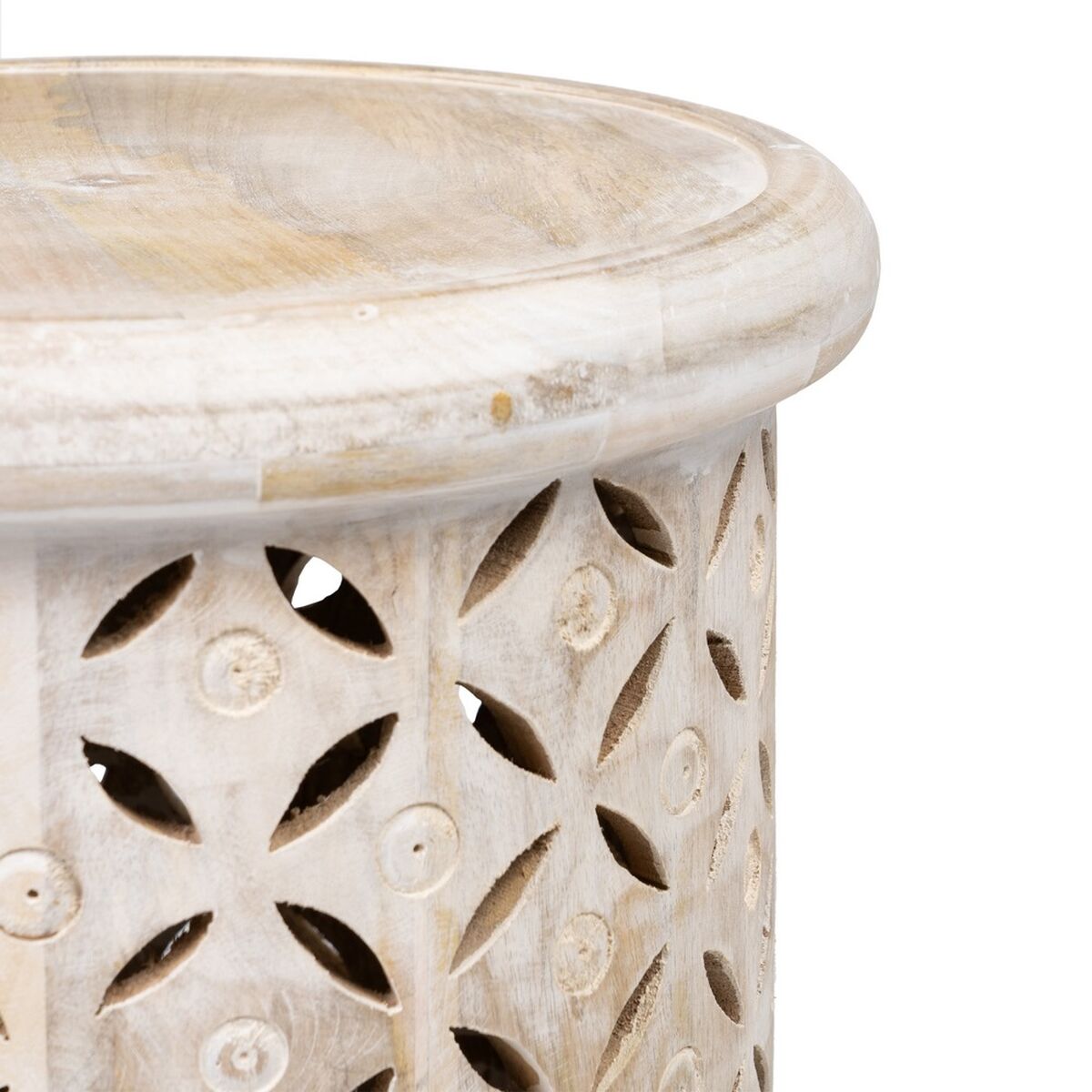 Table d'appoint 37 x 37 x 46,5 cm Blanc Bois de manguier
